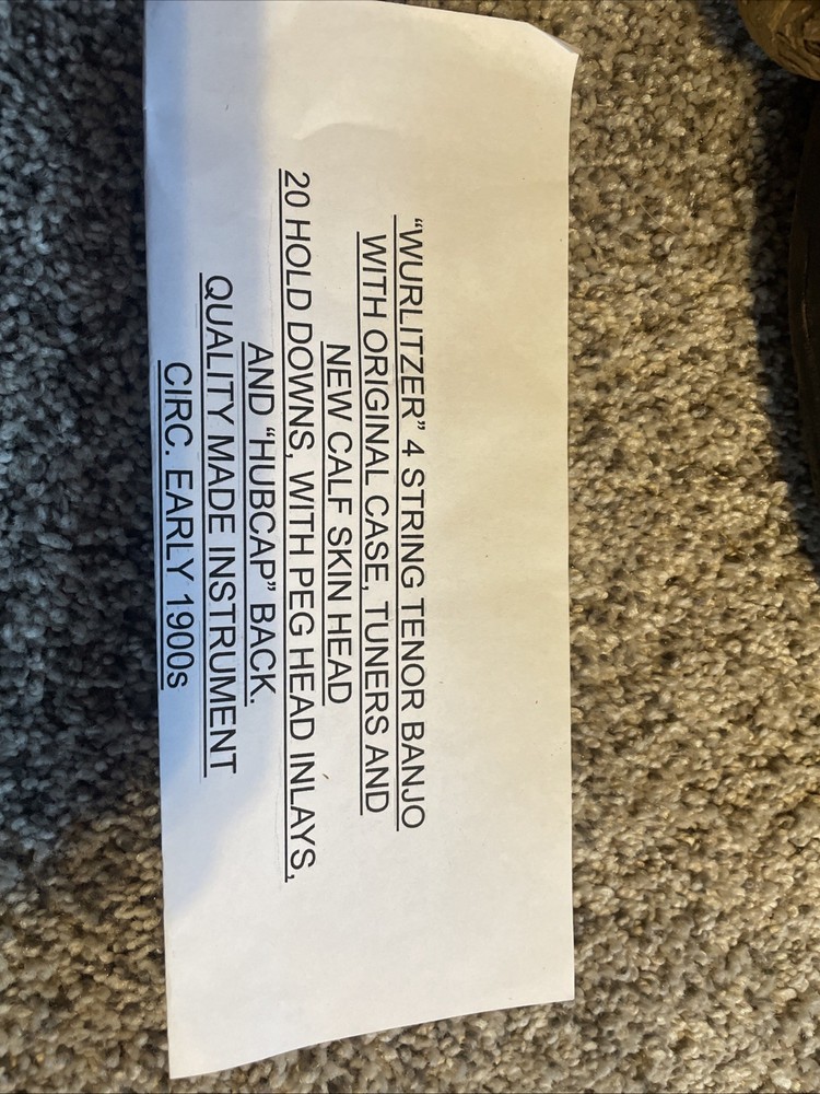 Wurlitzer 4 String Tenor Banjo. Hubcap Back