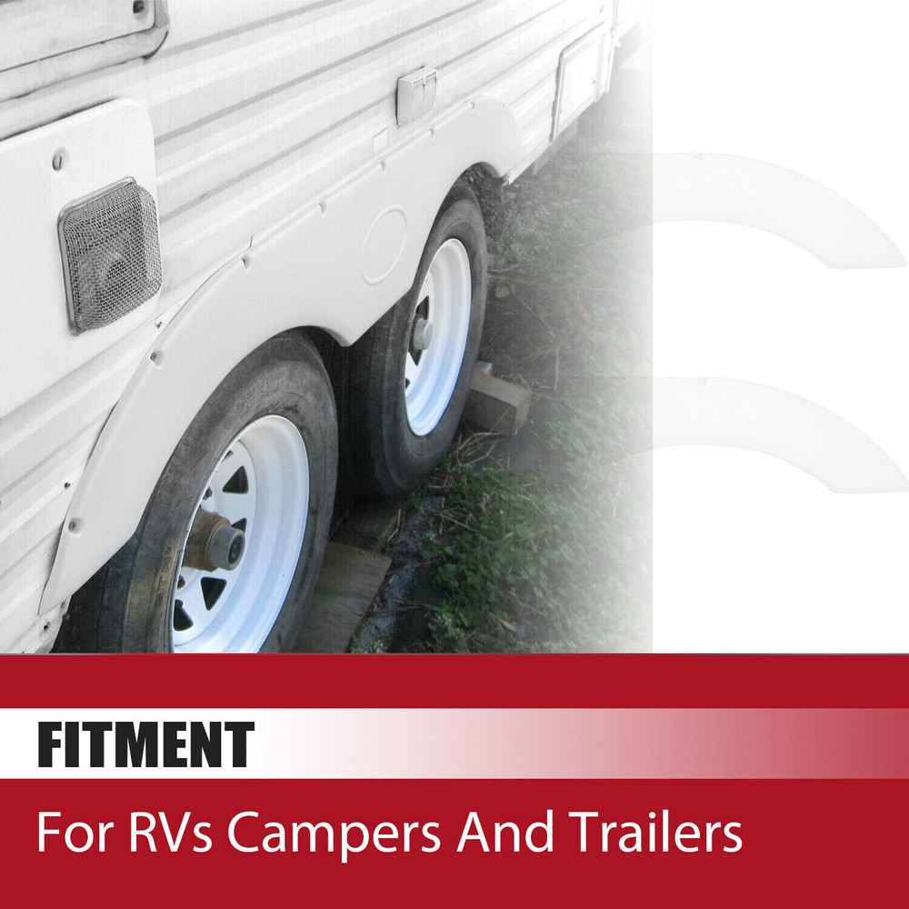 Left & Right Tandem Trailer Fender Skirt In White For RVs Campers And Trailers