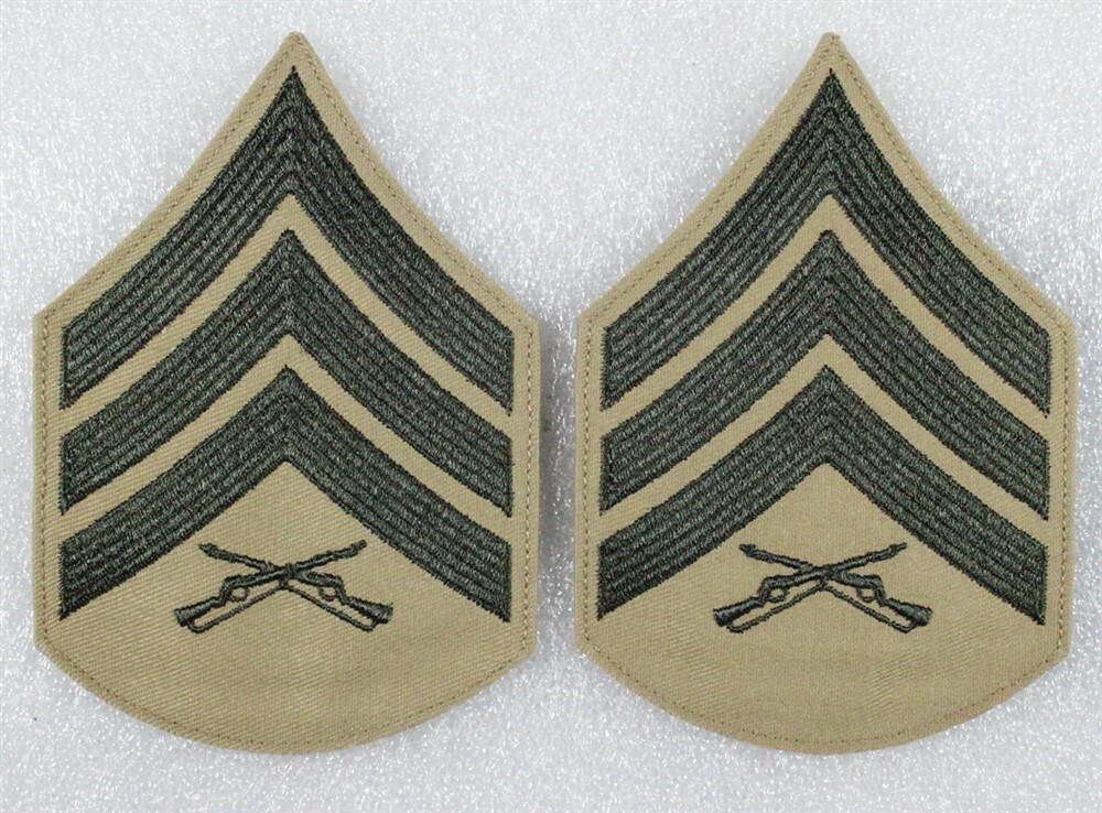 USMC Marine Corp Rank Chevron: Sergeant, pair - khaki