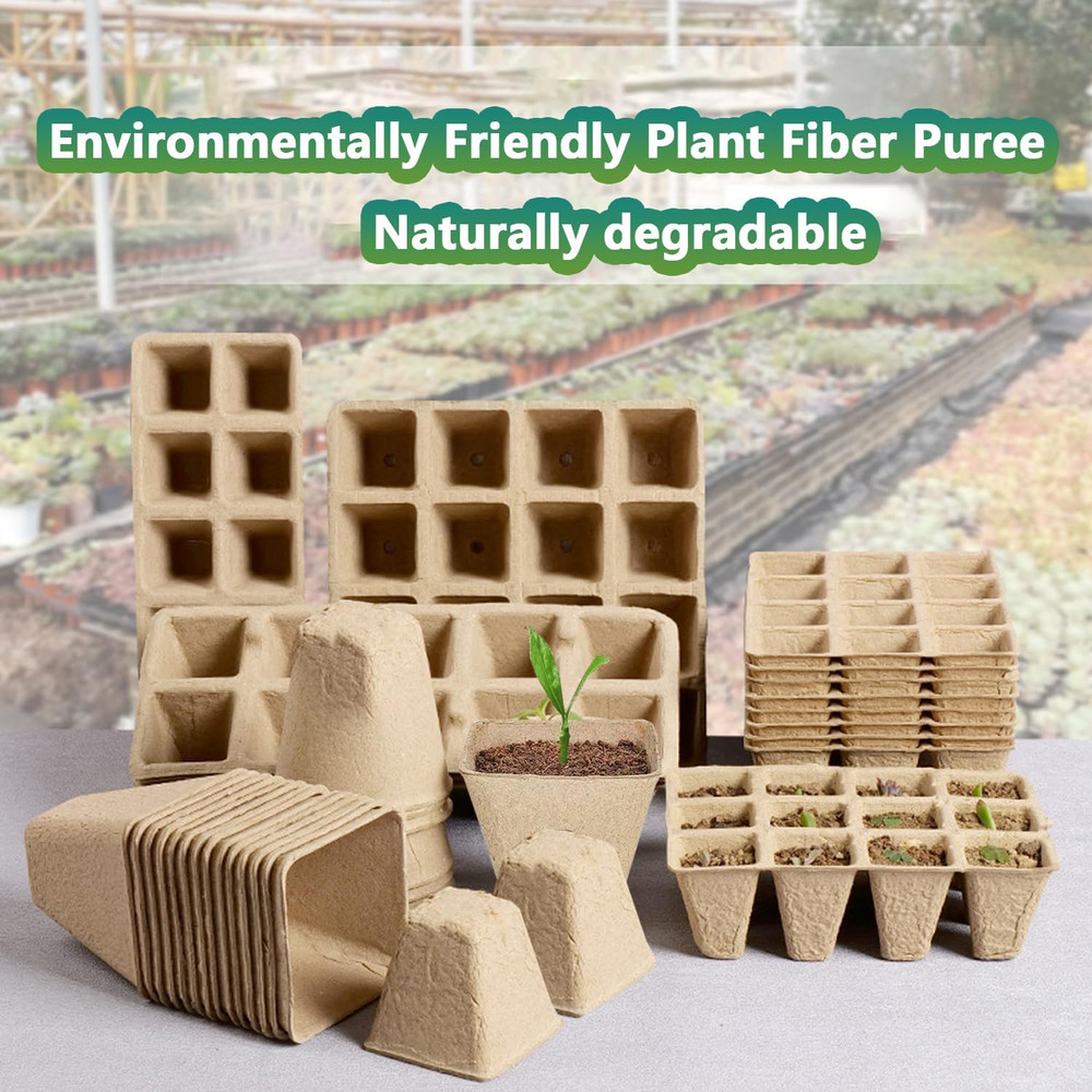 120 Cells Seed Starter Tray, 10 Pack Biodegradable Peat Pots with 100 Labels, Pl