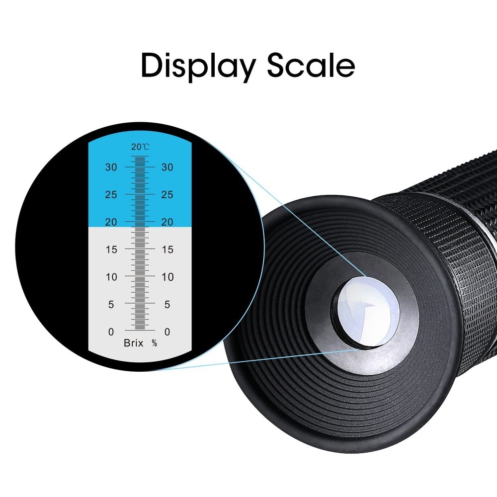 Brix Refractometer with ATC, Handheld Brix Meter Hydrometer 0-32% Portable Su...