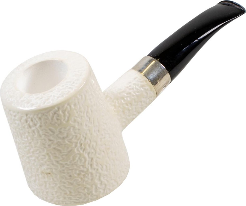 ERMEC BLOCK MEERSCHAUM POKER RUSTIC 9MM PIPE + SILVER RING + CASE **NEW**