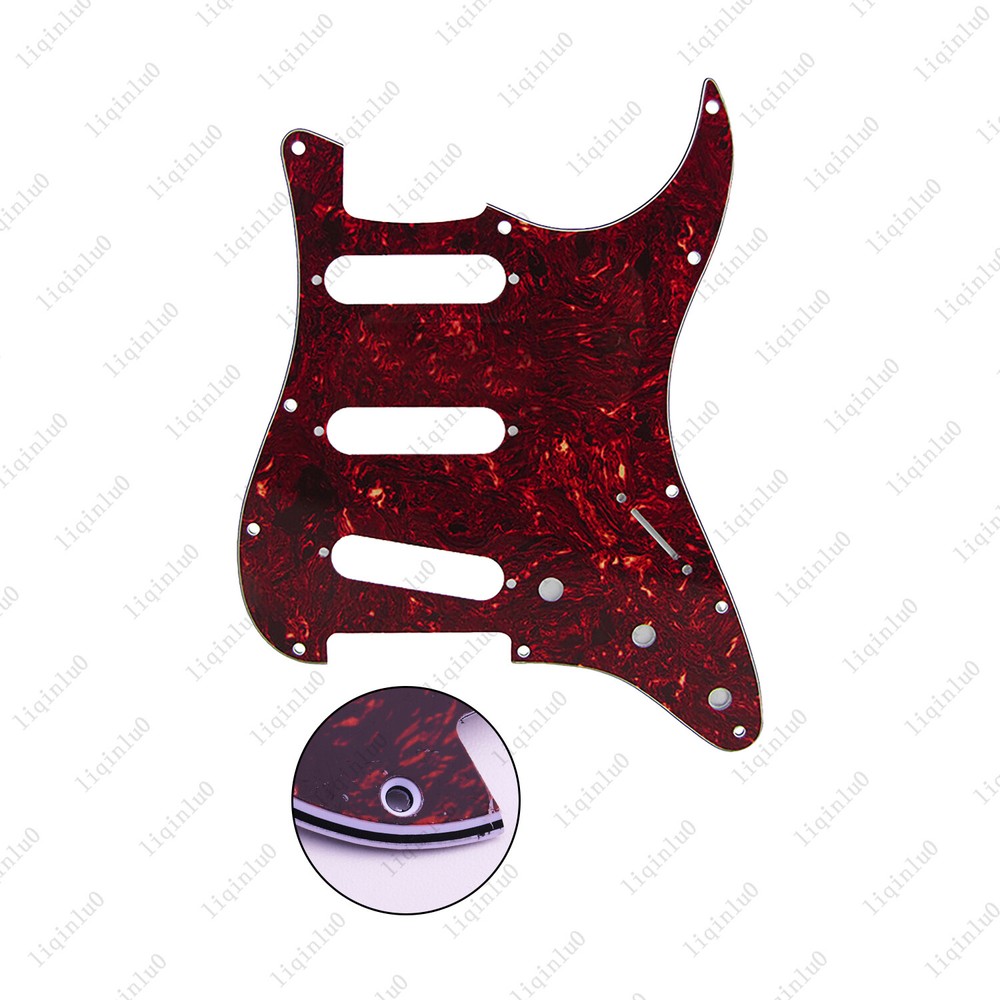 Prewired-Loaded SSS Pickguard Ceramic Pickups For Strat Red Tortoise&Chrome