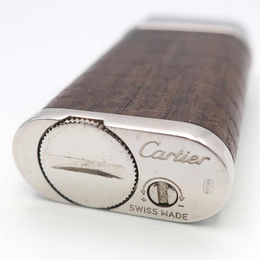 Cartier Gas Lighter Brown Silver with box