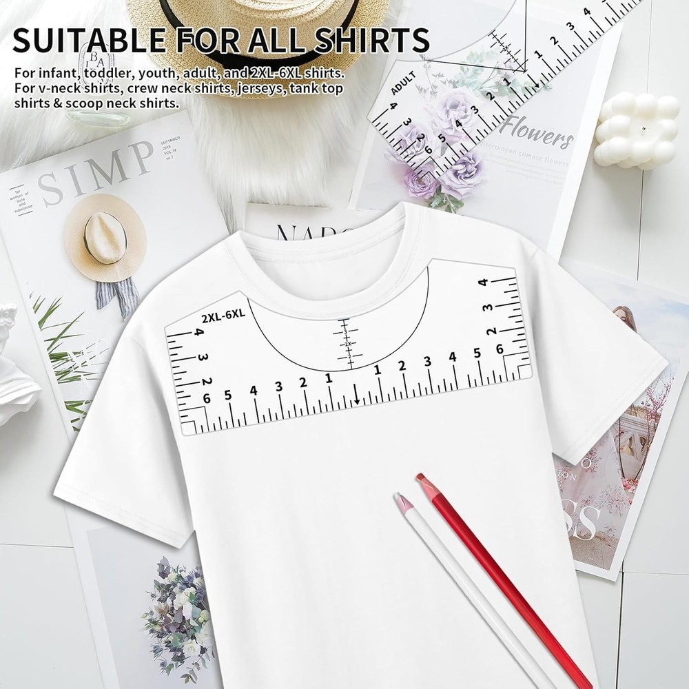 Versatile 5-Piece T-Shirt Ruler Set for DIY Vinyl Alignment & Crafting Projects