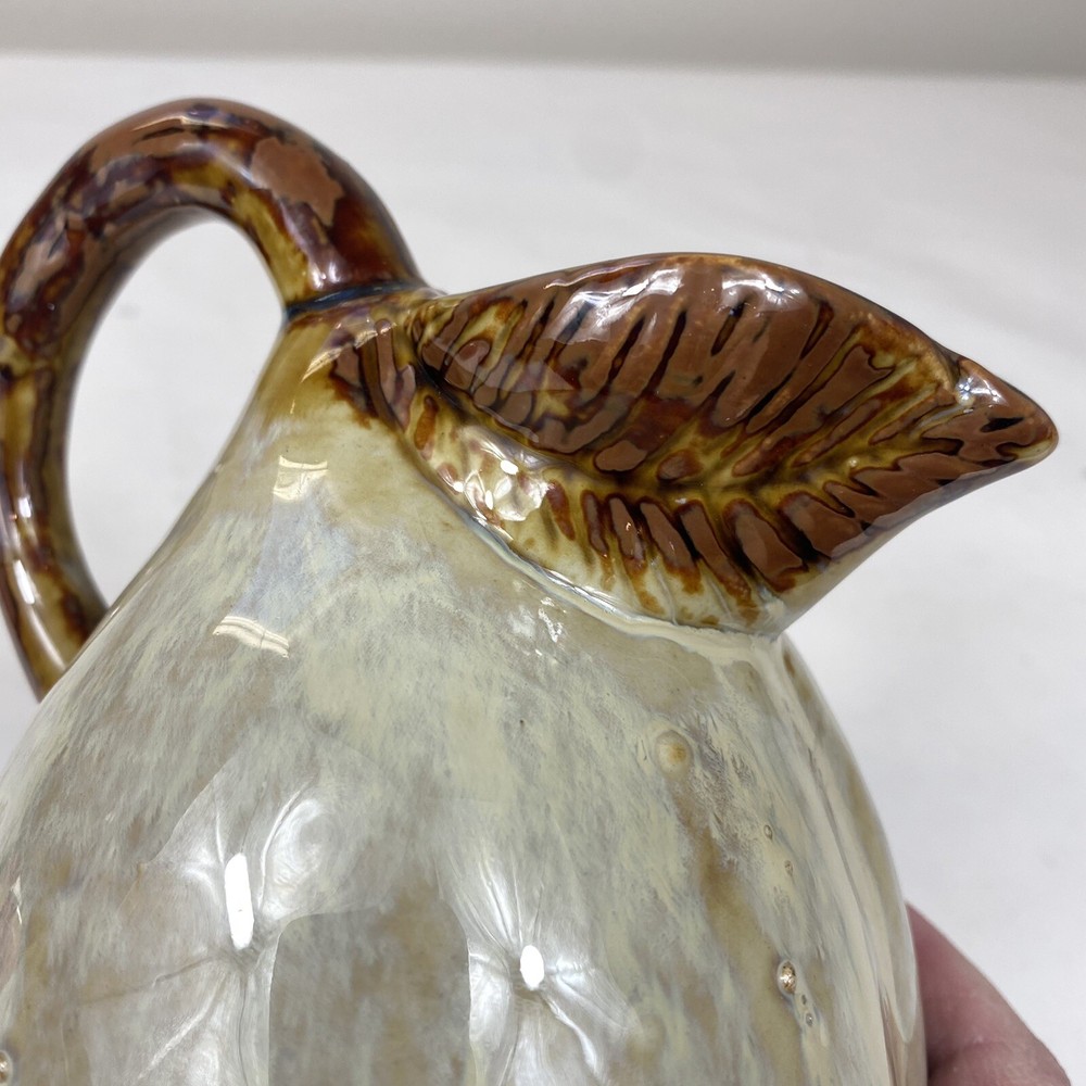 Pear Fruit Shaped Pitcher - Pottery Rustic - Brown Tan High Gloss 6.5” Tall