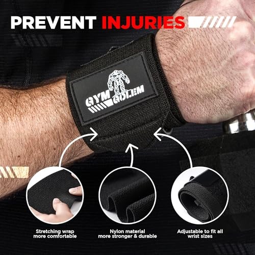 Wrist Wraps - 18-Inch Premium Support Wraps with Thumb Loop for Pink