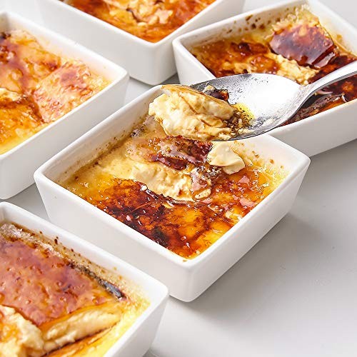 Creme Brulee Ramekins Oven Safe, Small Ceramic Square Ramekin, Custard 6 oz
