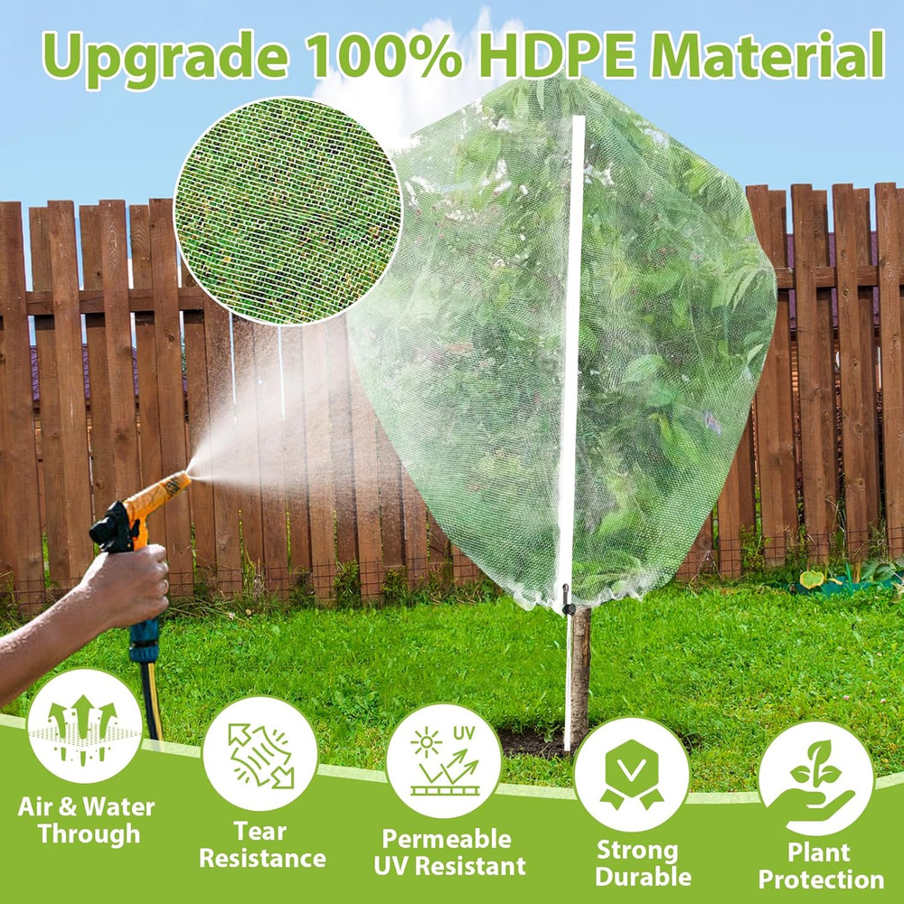 Large Fruit Tree Netting 2PCS 8 x 8FT with Drawstring and Zipper