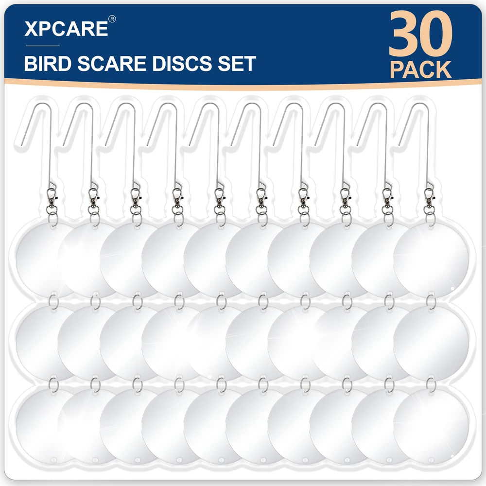 30 Pcs Bird Scare Discs -Highly Reflective Double-Sided Reflectors Upgraded Disc