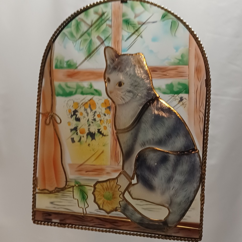 Suncatcher "cat in the window" 6.5" with chain
