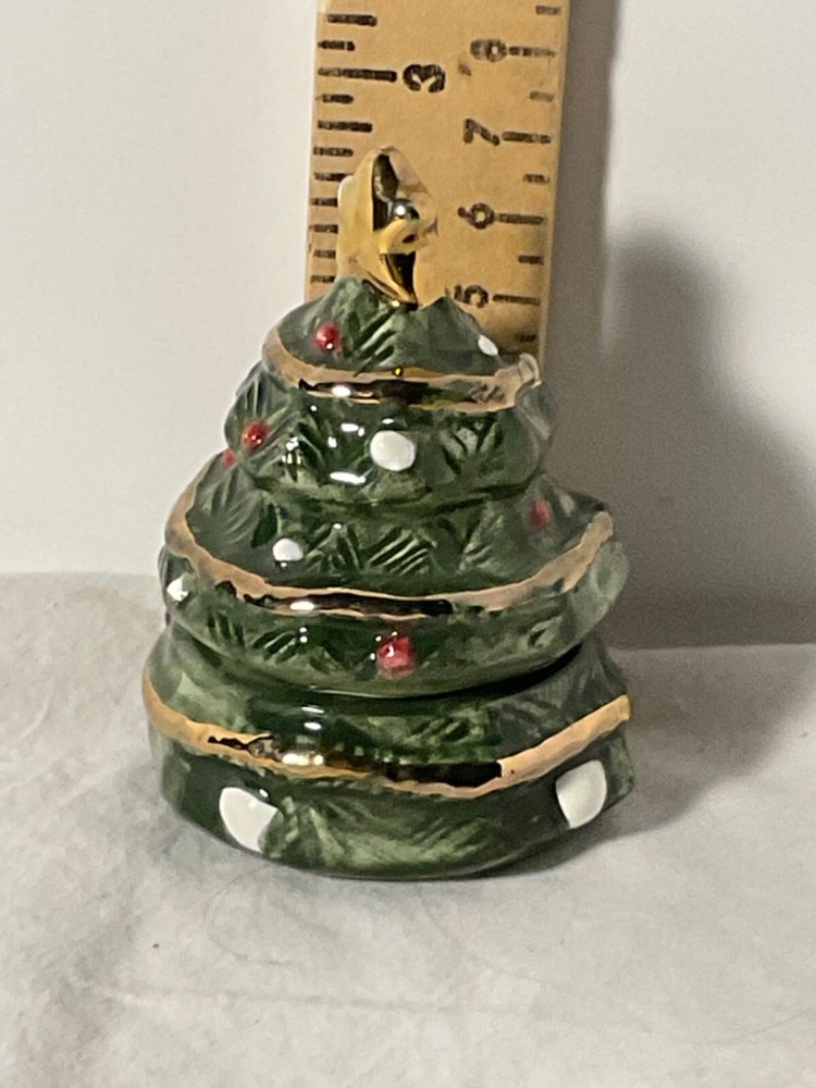JCM Christmas tree trinket/keepsake box ceramic 2 3/4”