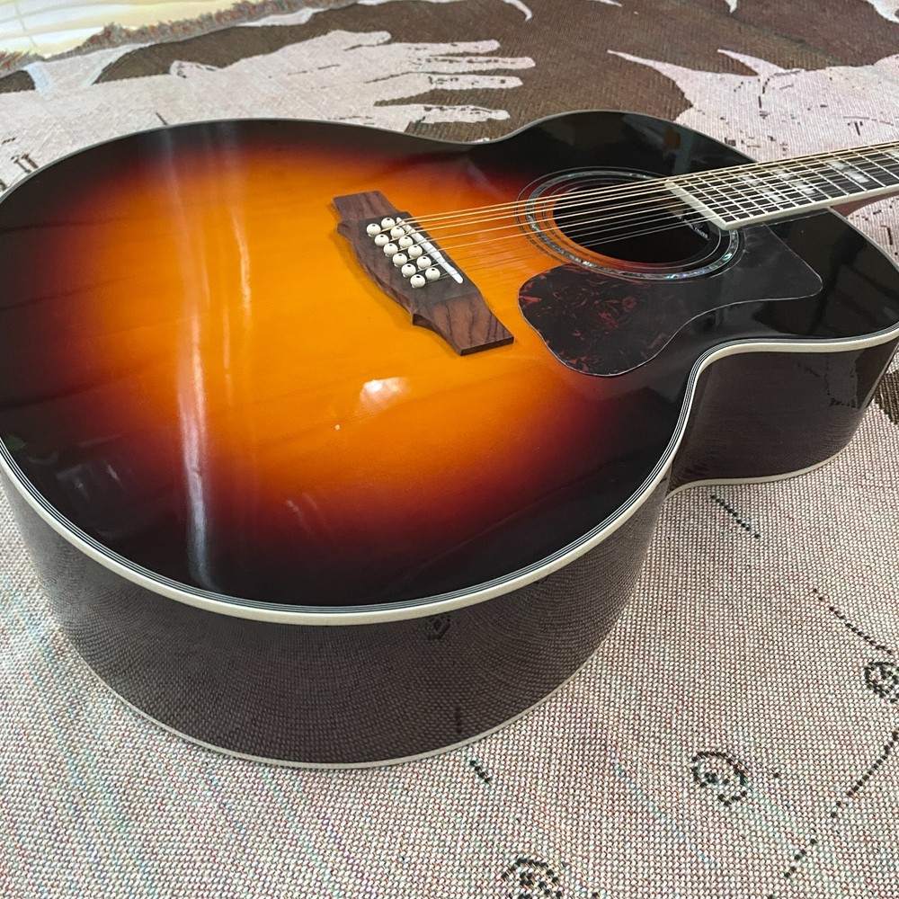SJ200 Acoustic Electric Guitar 12sTRING Only Top Solid Spruce B&S Maple FreeShip