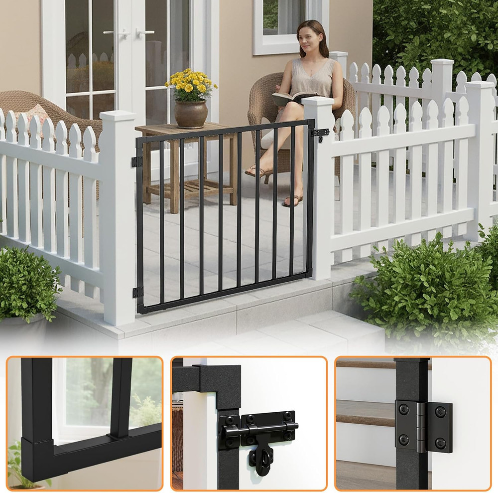 Durable Metal Deck Gate Kit with Auto-Closing Hinge for Patios & Gardens