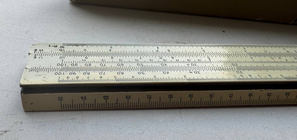 Vintage Logarithmic ruler slide with case