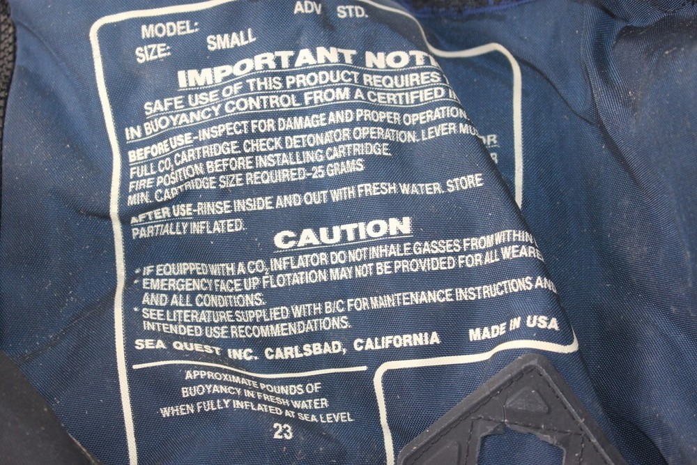 Seaquest ADV STD Small Buoyancy Compensator BC Vest