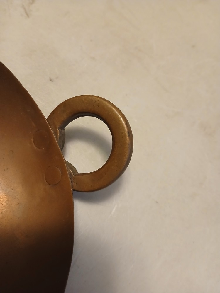 Antique 1900s SOLID COPPER INDIA KADAI COOKING VESSEL 2 HANDLES
