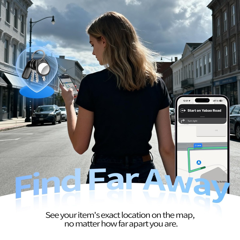 [iOS Only] Air Tracker Tags 4 Pack Black, [Apple MFi Certified] Bluetooth Key...