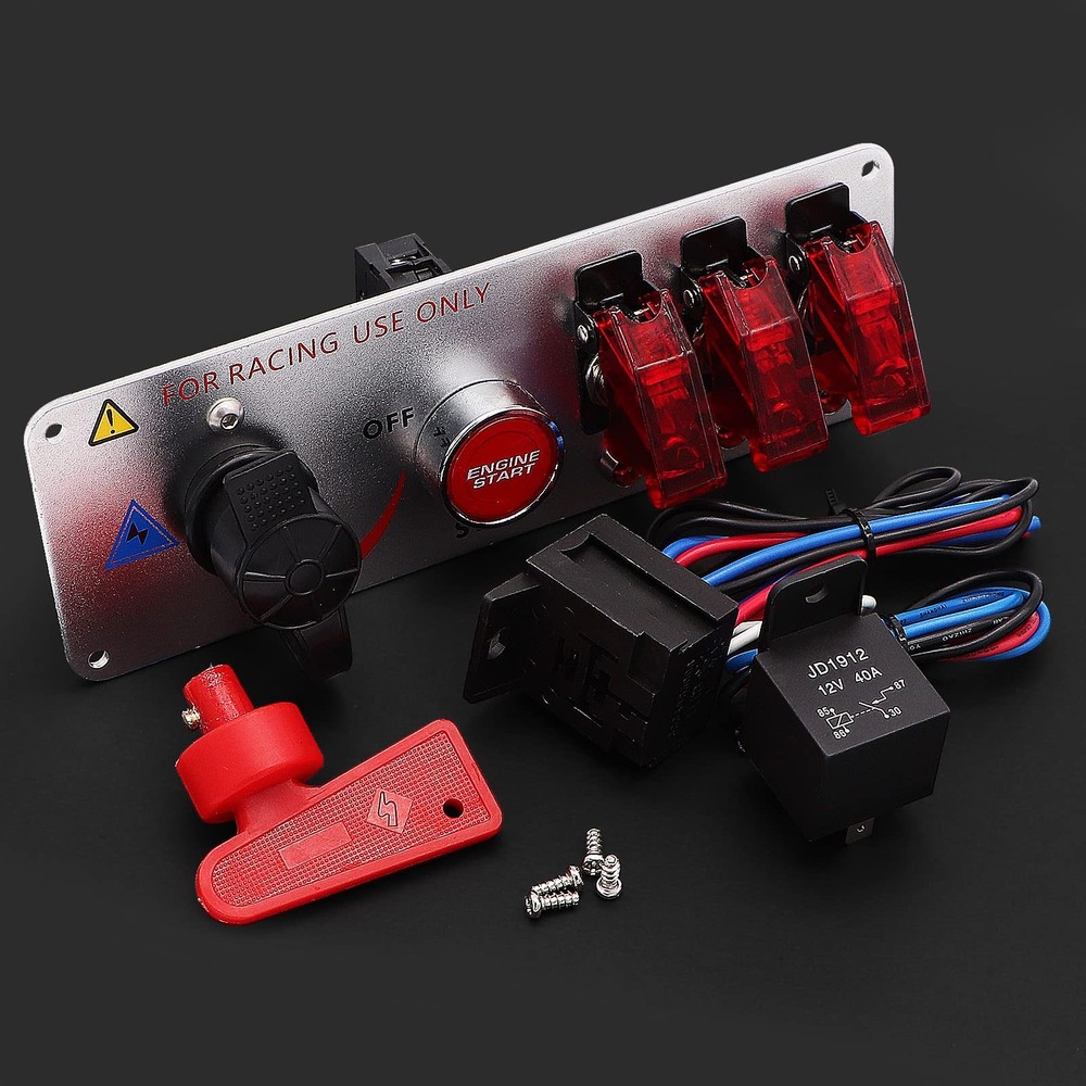 Ignition Switch Panel Kit 12V Engine Start Push Button 5 in 1 Ignition Contro...