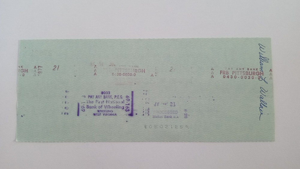 William L. Wallace: 1978 Pittsburgh Pirates Expense Check