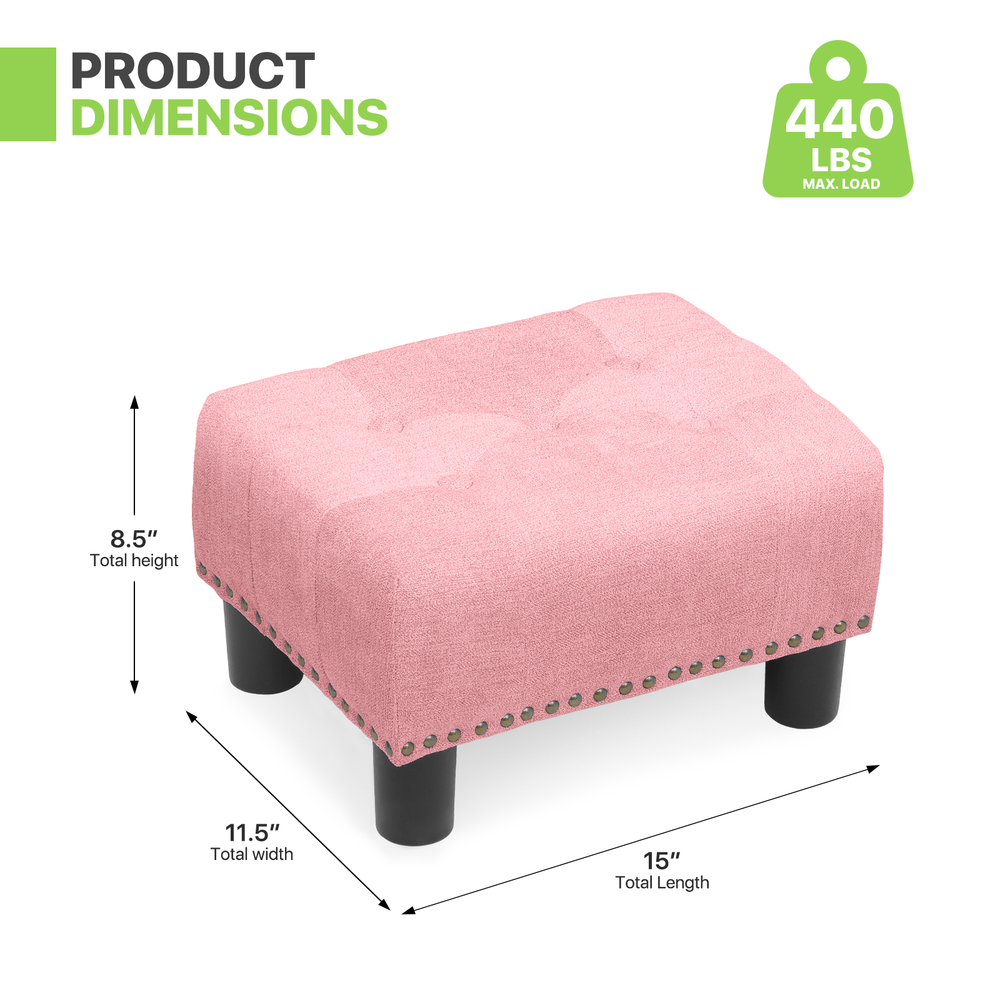 15" Rectangular Fabric Ottoman Classic Cube Upholstered Pink Lift Top Footstool