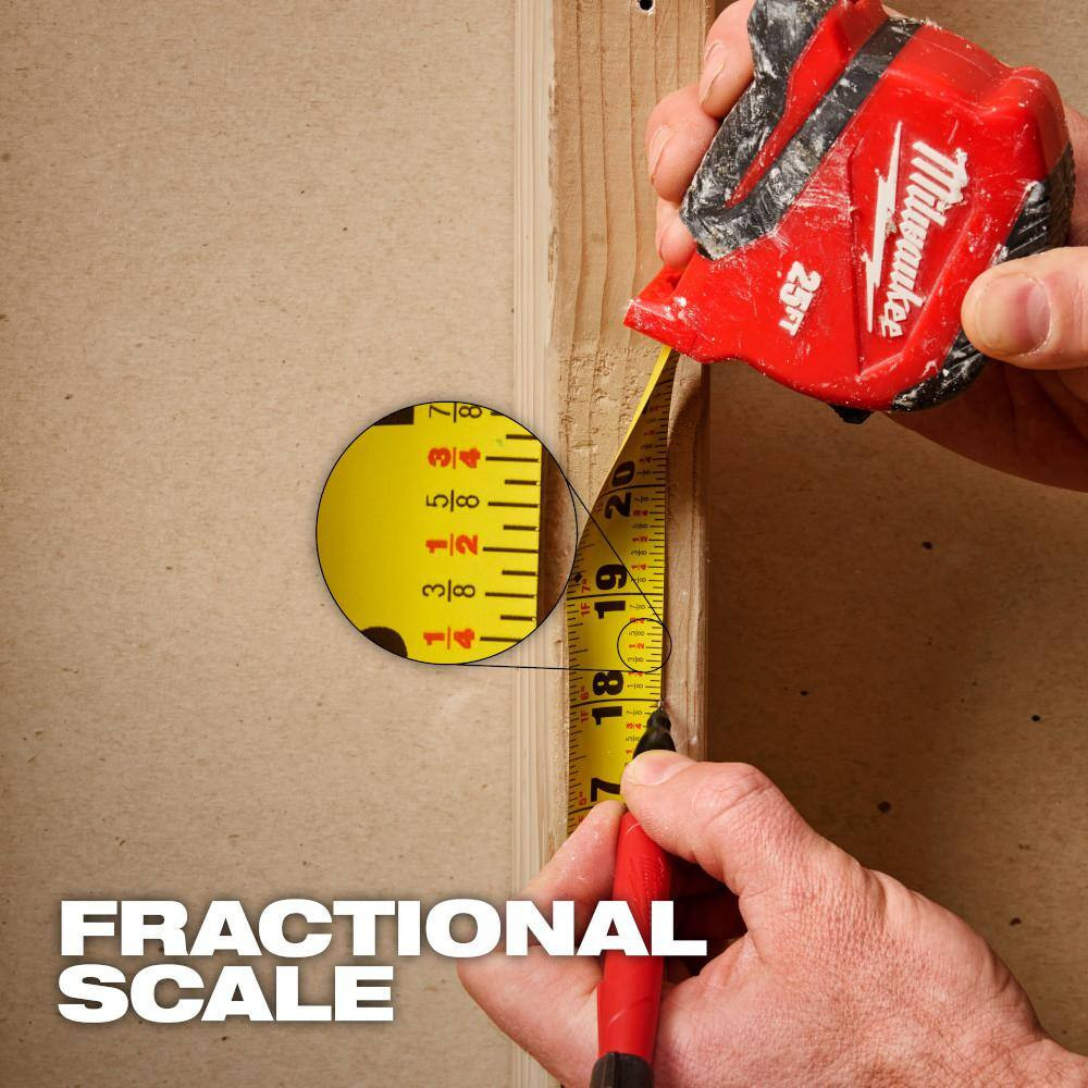 Compact 25 Ft. Tape Measure with Fractional Scale (3-Pack)