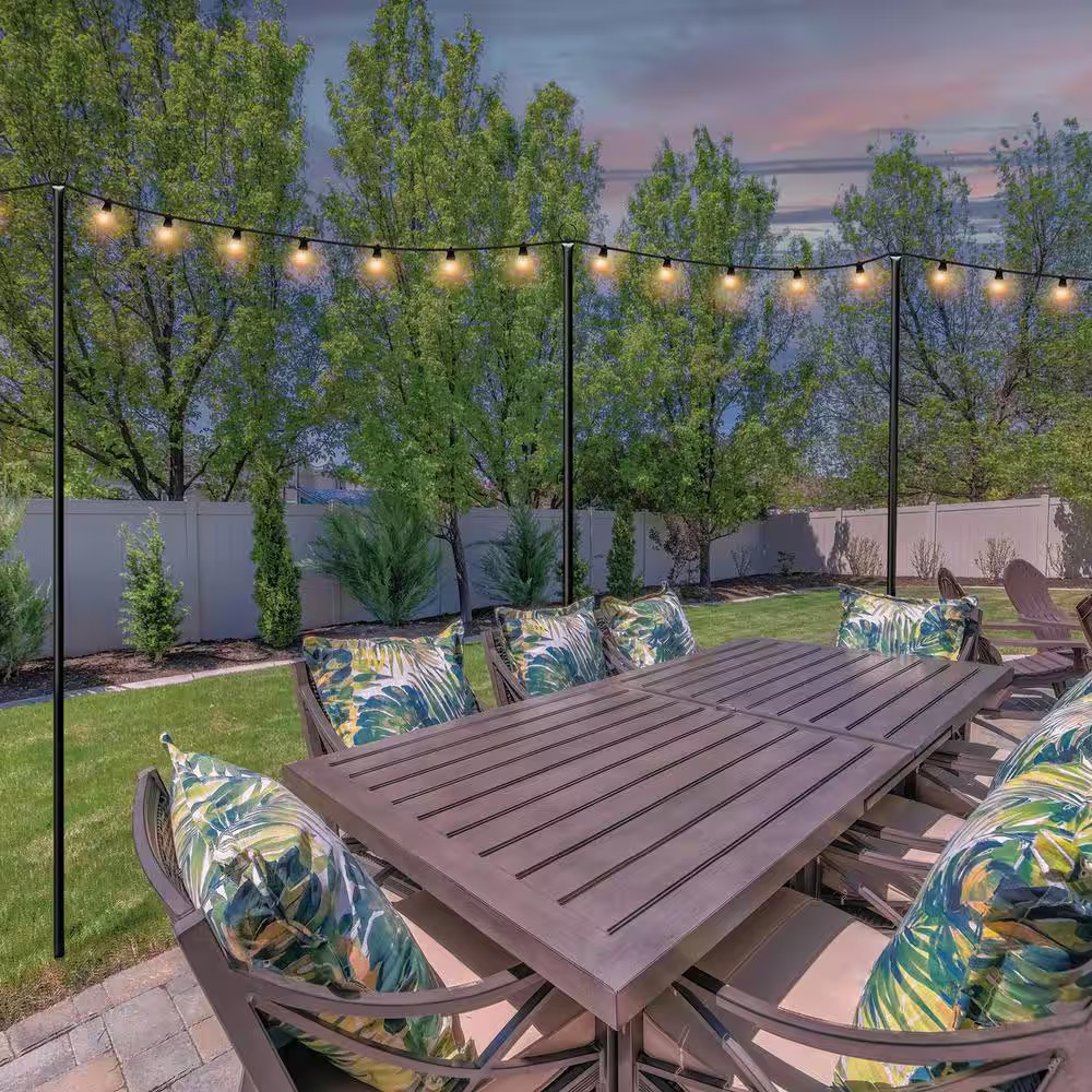 Two 9 Ft. String Light Poles, Black