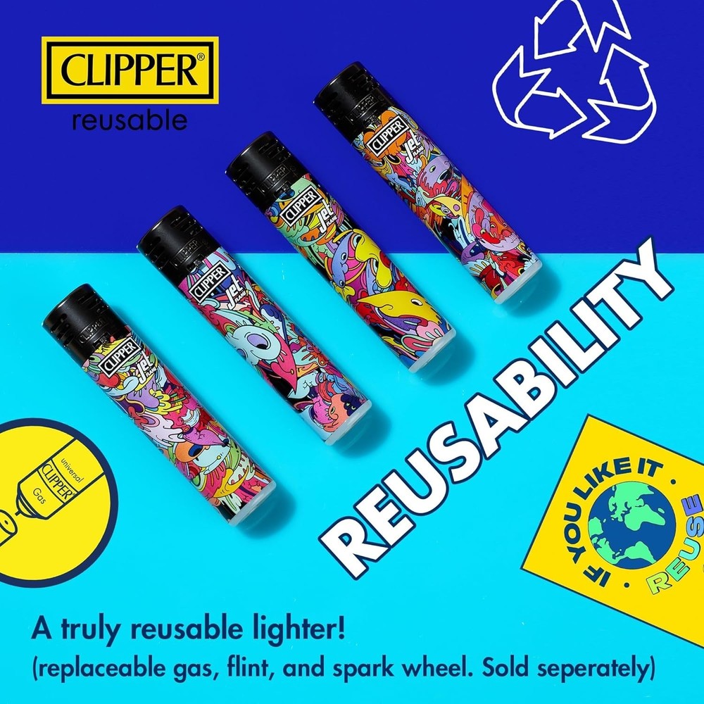 Clipper Classic Large Reusable Lighter Solid Fluorescent Colors Smoking Accessor