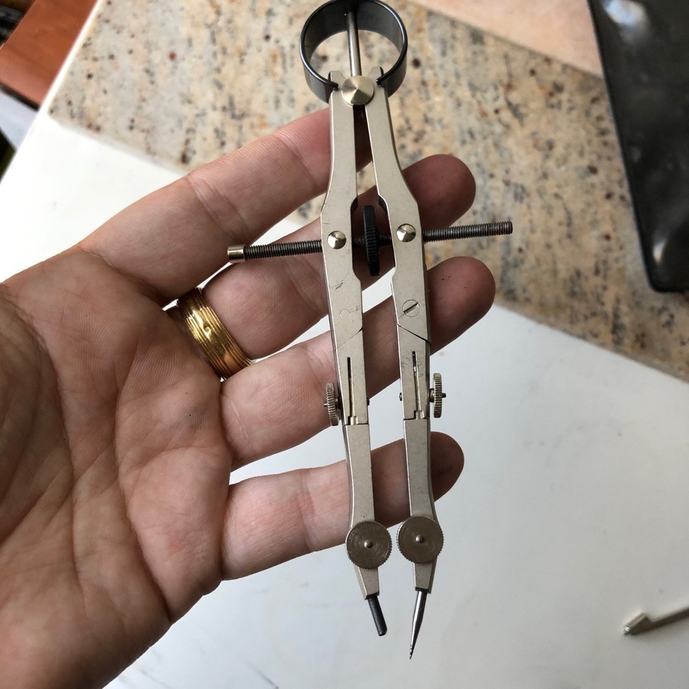 Set of 4 Vintage Drafting Tools - Compasses & Ruling Pen