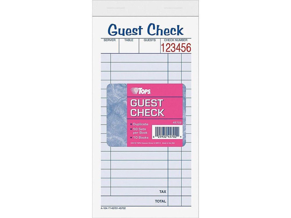 Tops Guest Check Book