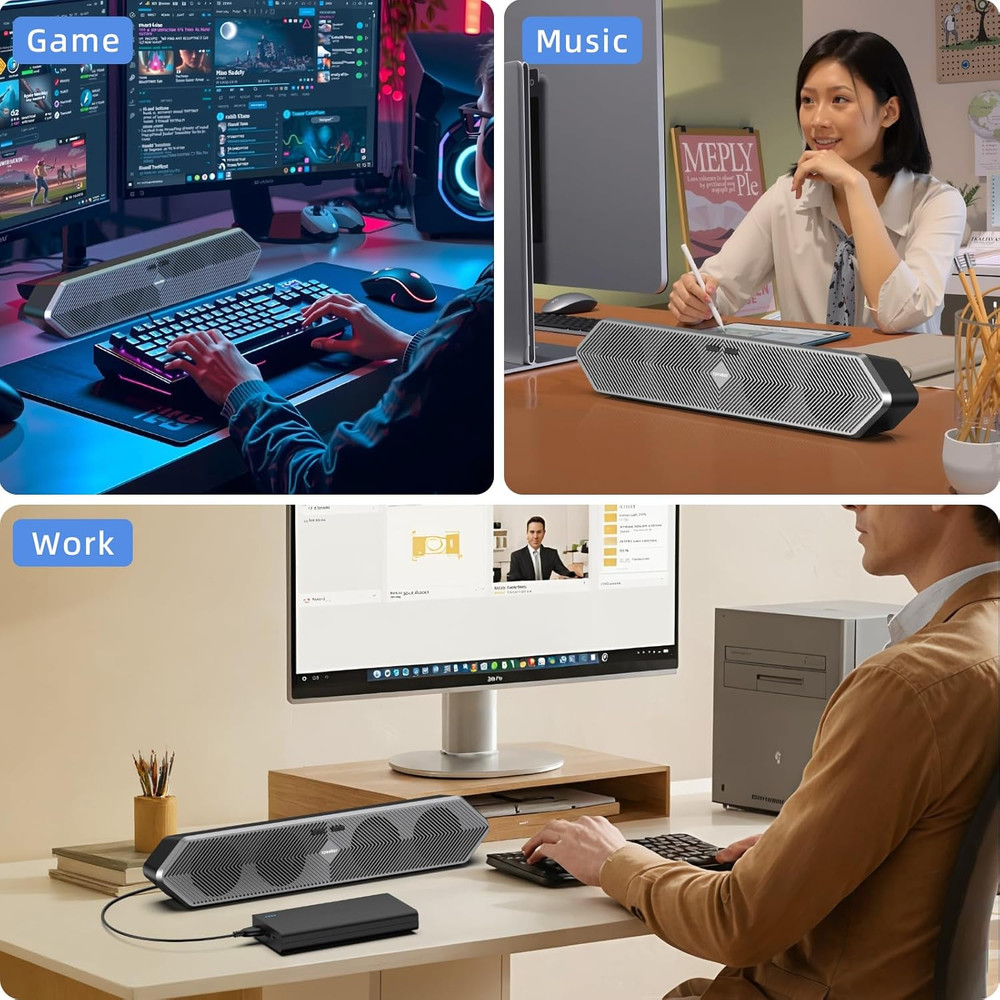 Computer Speakers for Desktop Pc, Wired USB Powered Bluetooth PC Speakers with S