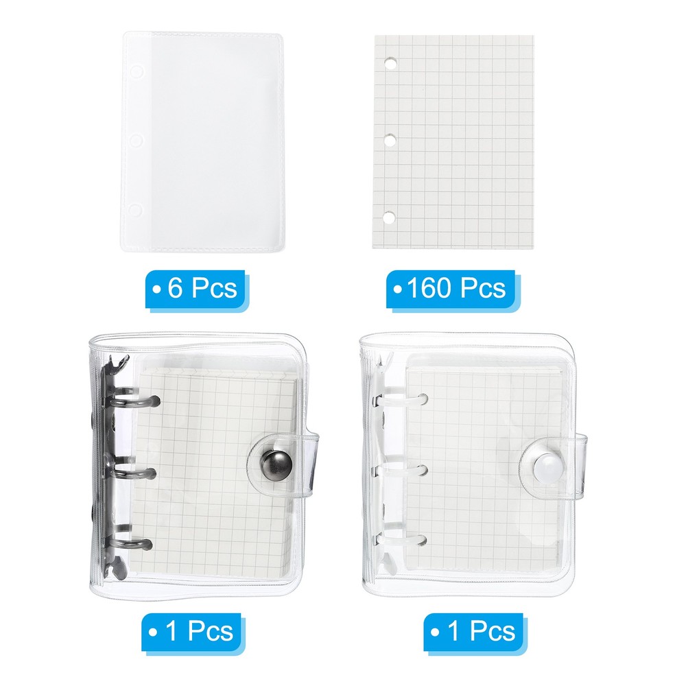 Clear 3 Ring Binder Cover, 2 Pack PVC Notebook Binder, Black White