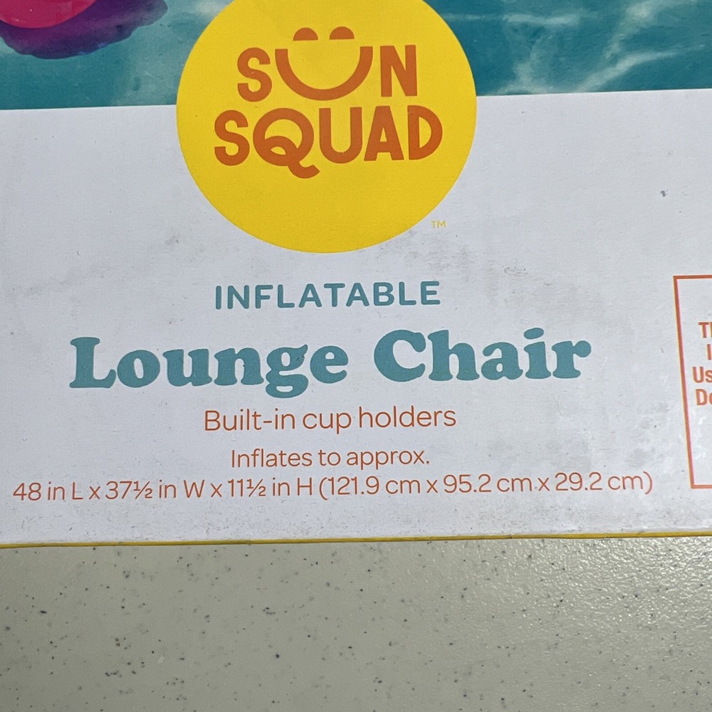 Sun Squad 4 Ft Long Pink Inflatable Pool Float Lounge Chair New