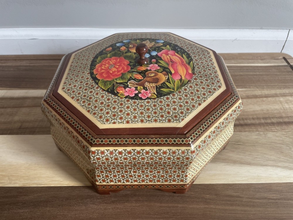 Persian Khatam Wooden Candy Box with Gorgeous Pattern