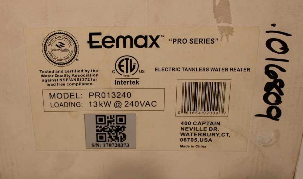 Eemax PRO13240 - 13kW @ 240VAC Electric Tankless Water Heater