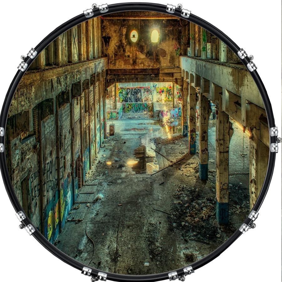 Custom 22" Kick Bass Drum Head Graphical Image Front Skin Graffiti Hall