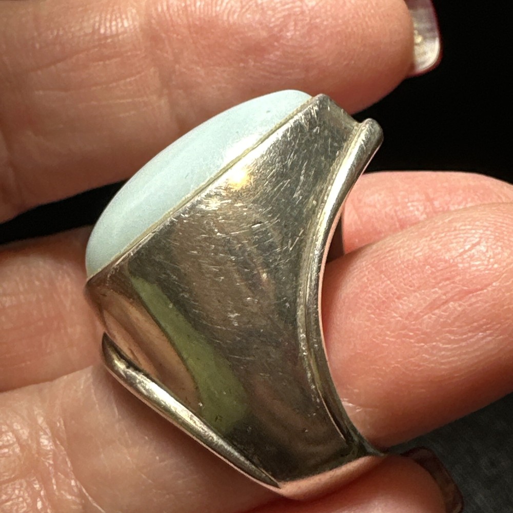 Beautiful sterling silver designer signed turquoise ring size 8
