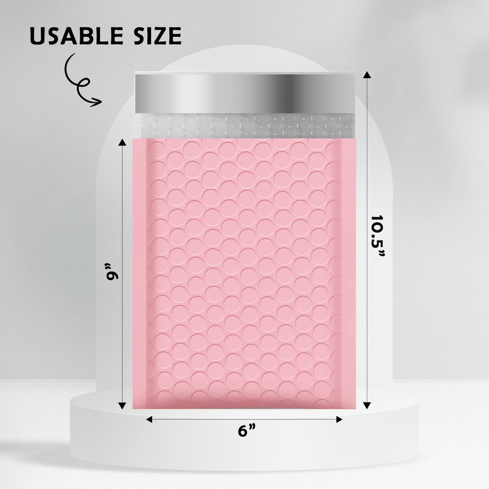 Yens® 250 #0 Poly Bubble Padded Envelopes Mailers 6 X 9 -Light Pink