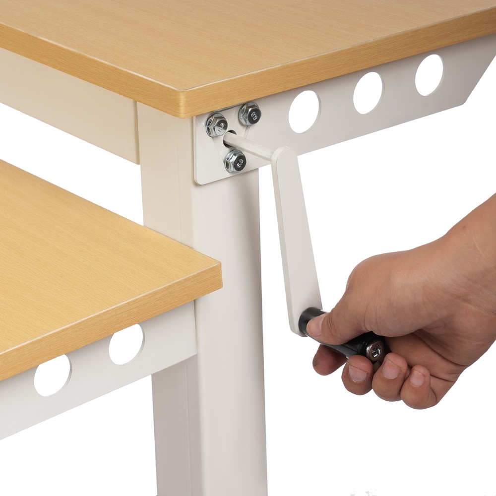 2-tier Standing Desk Adjustable Rolling Compiter Desk With Crank Handle