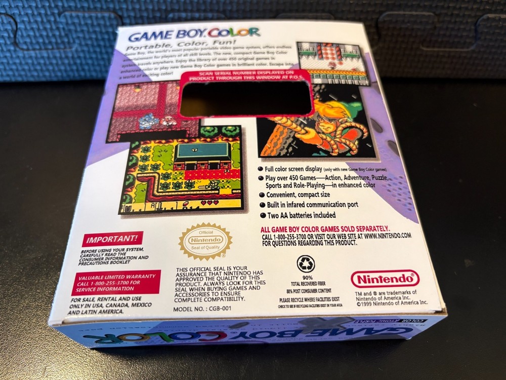 1999 Game Boy Color (Atomic Purple) - Empty custom design display box