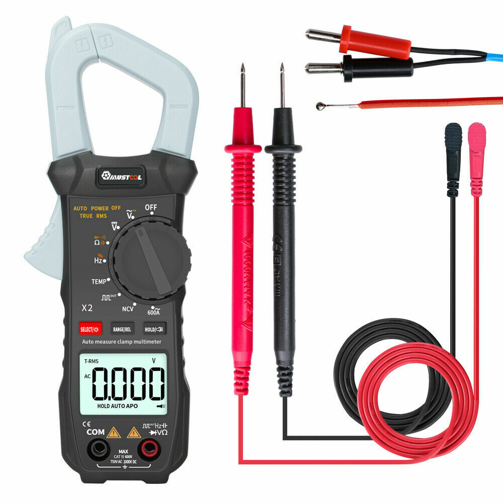 6000 Counts True RMS Clamp Meter AC DC Voltage & Current Digital Multimeter