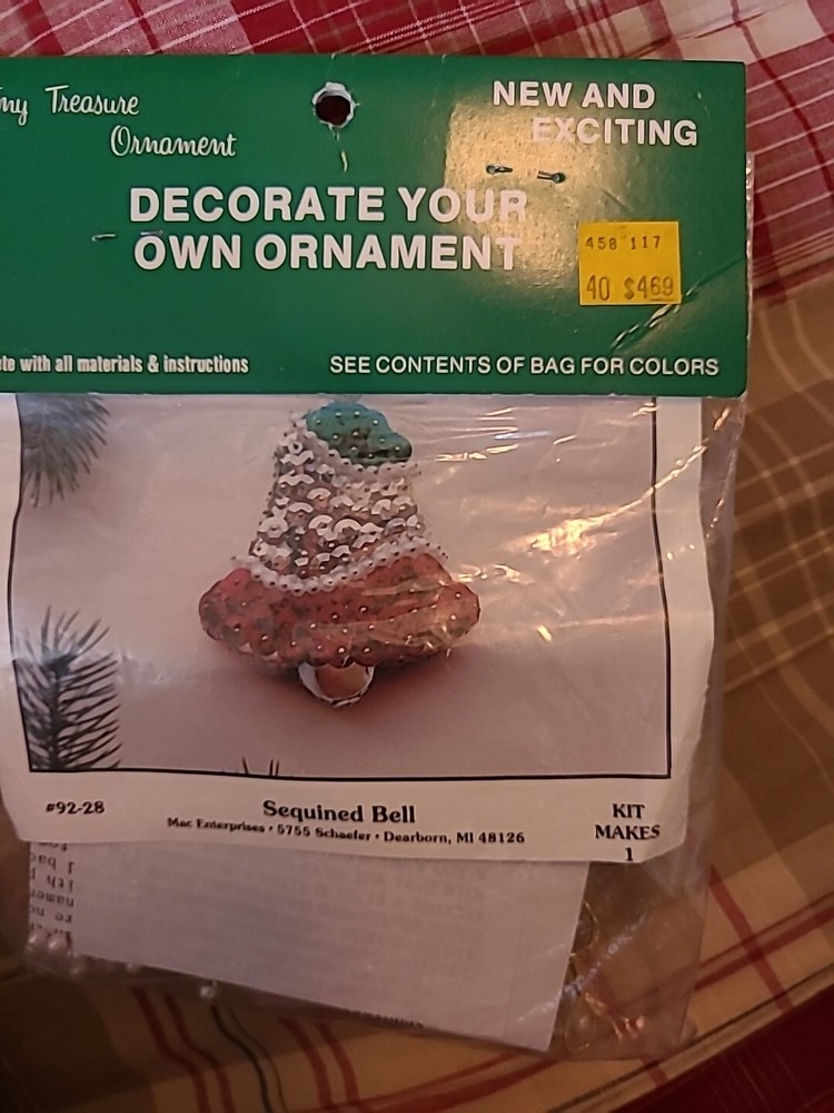 Mac Enterprises  Tiny Treasures Sequined Bell 92-28 Ornament Kit