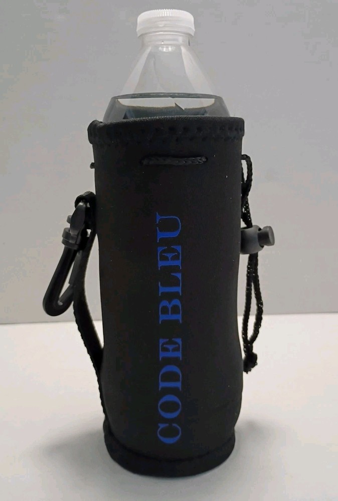 Code Bleu Reusable Neoprene Water Bottle Coolie with Clip