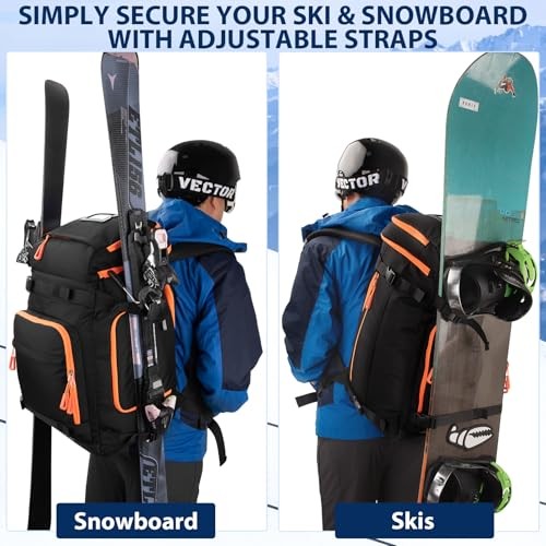 Ski Boot Bag, 70L Snowboard Boot Backpack, Waterproof Ski Boot Bag Backpack,