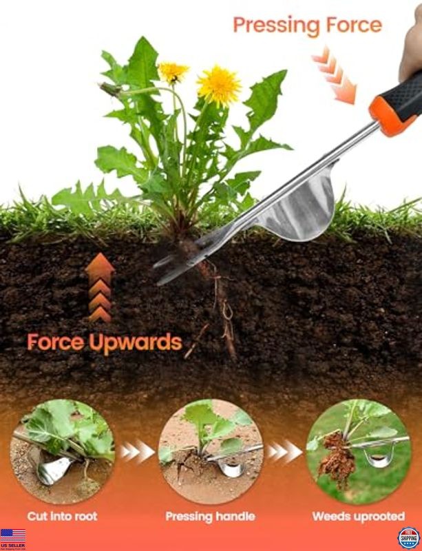 2-Pack Adjustable Weed Puller Tool Kit, Quick Eject, Heavy Duty for Garden