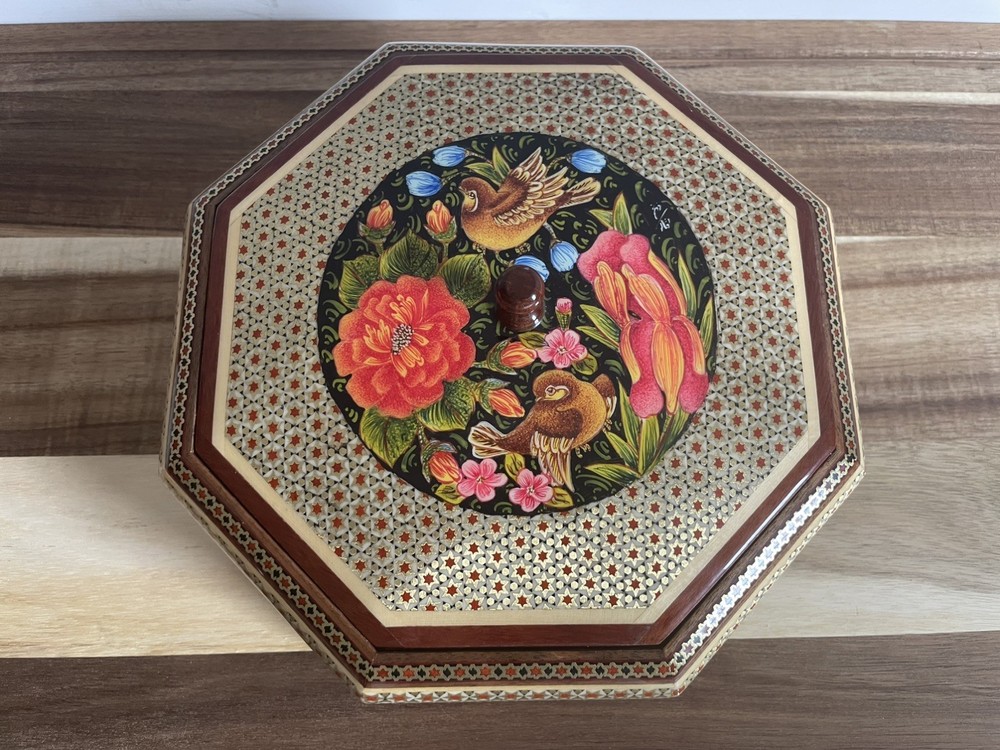 Persian Khatam Wooden Candy Box with Gorgeous Pattern