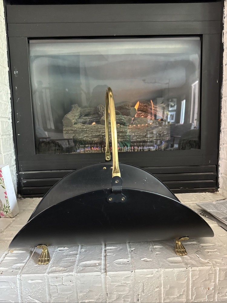 Rare Mid Century Tile And Brass Log Holder