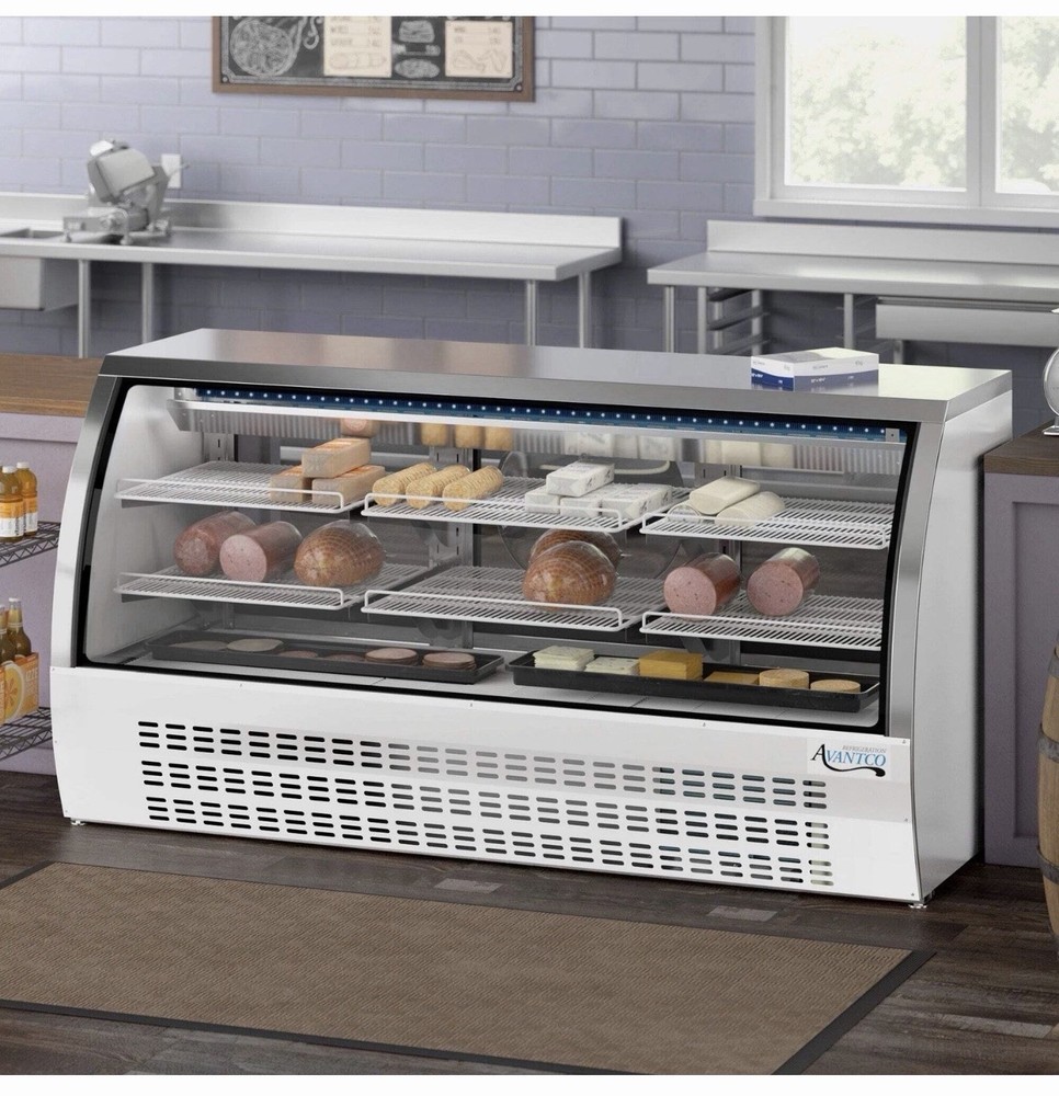 82" White Curved Glass Refrigerated Deli Case