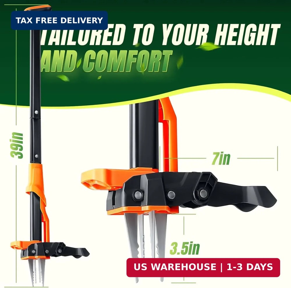 Weed Puller Tool - Stand Up Weed Puller with 4-Claw Steel Head, 39"-46" Retracta