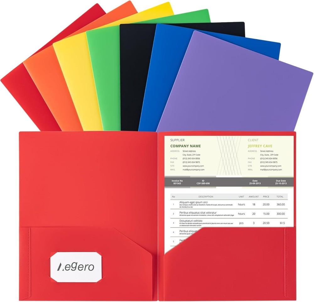 Plastic Folders with Pockets (7 Pack, Assorted Colors), 1 Set（7pack）, Rainbow